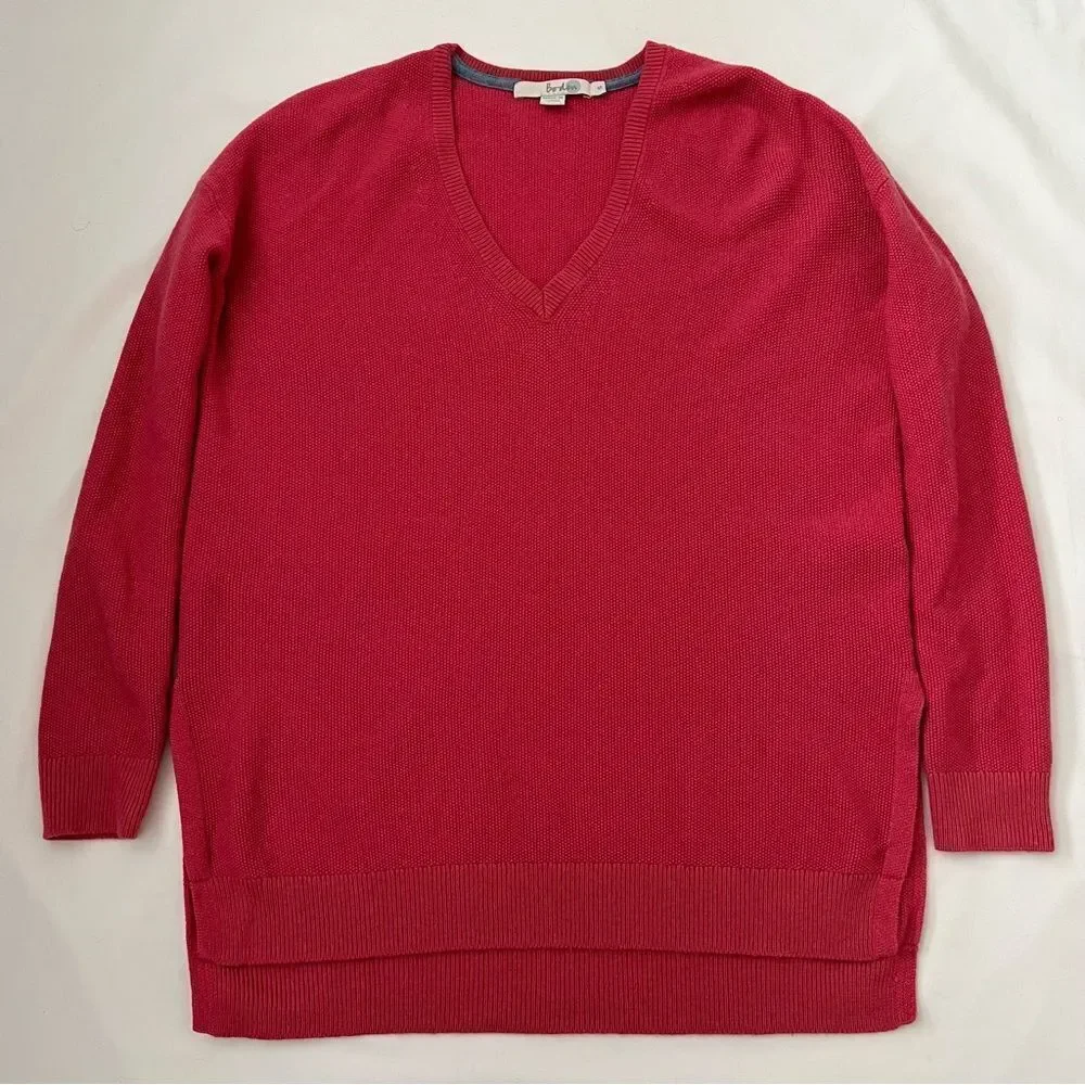 Boden Vneck wool blend split hem sweater pink women’s size S